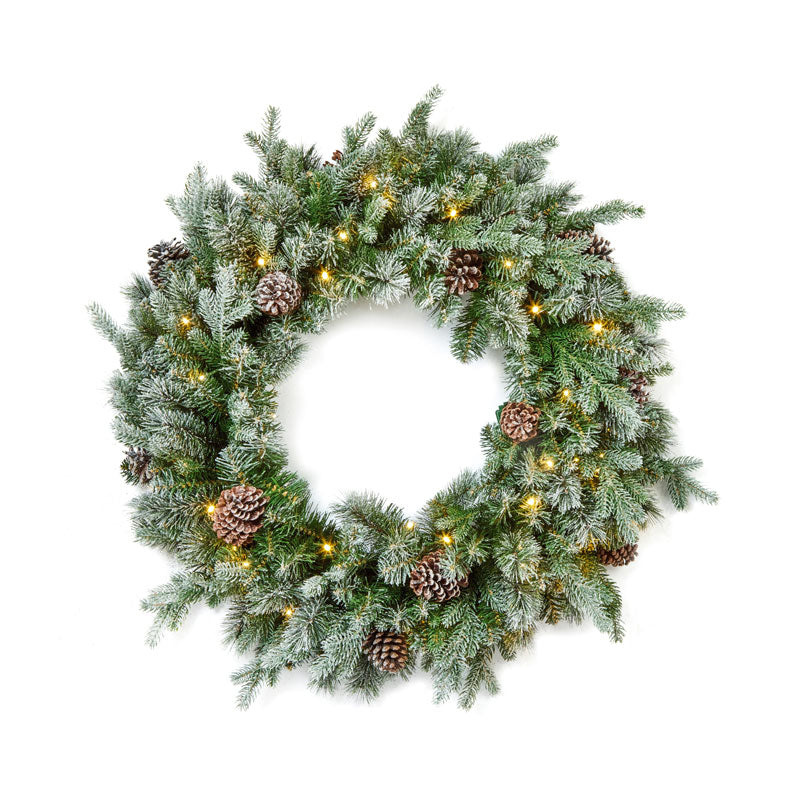 National Tree Frosty Dorchester Pre-Lit Wreath