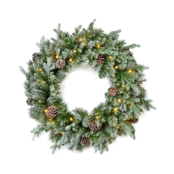 National Tree Frosty Dorchester Pre-Lit Wreath