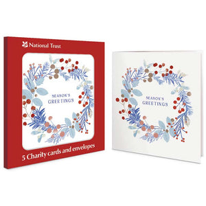 National Trust Berries & Leaves Wreath Charity Christmas Cards (Pack of 5)