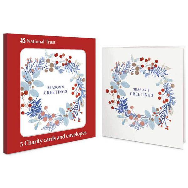 National Trust Berries & Leaves Wreath Charity Christmas Cards (Pack of 5)
