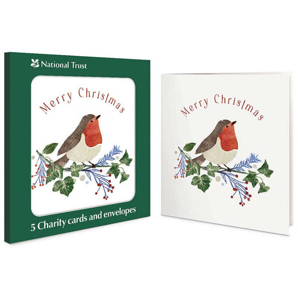 National Trust Merry Robin Charity Christmas Cards (Pack of 5)