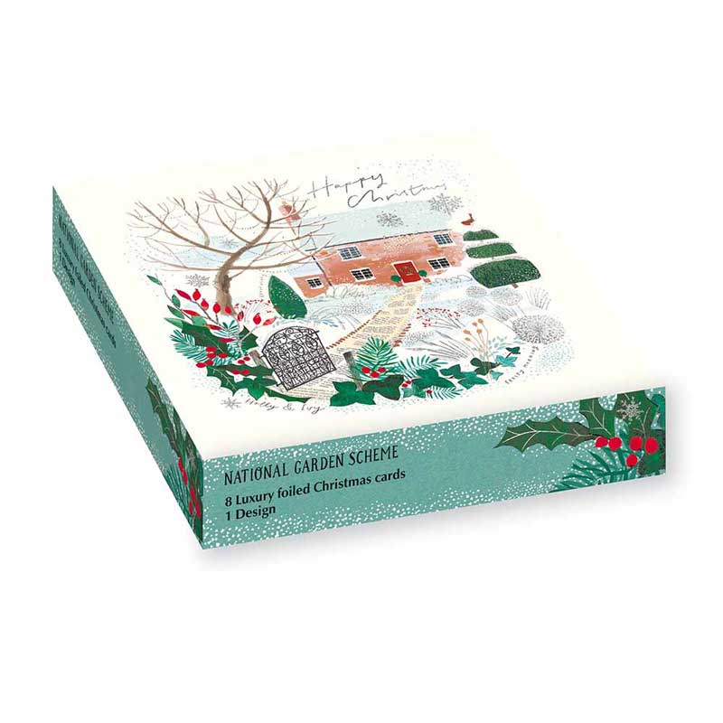 NGS Country Cottage Luxury Foiled Charity Christmas Cards (Pack of 8)