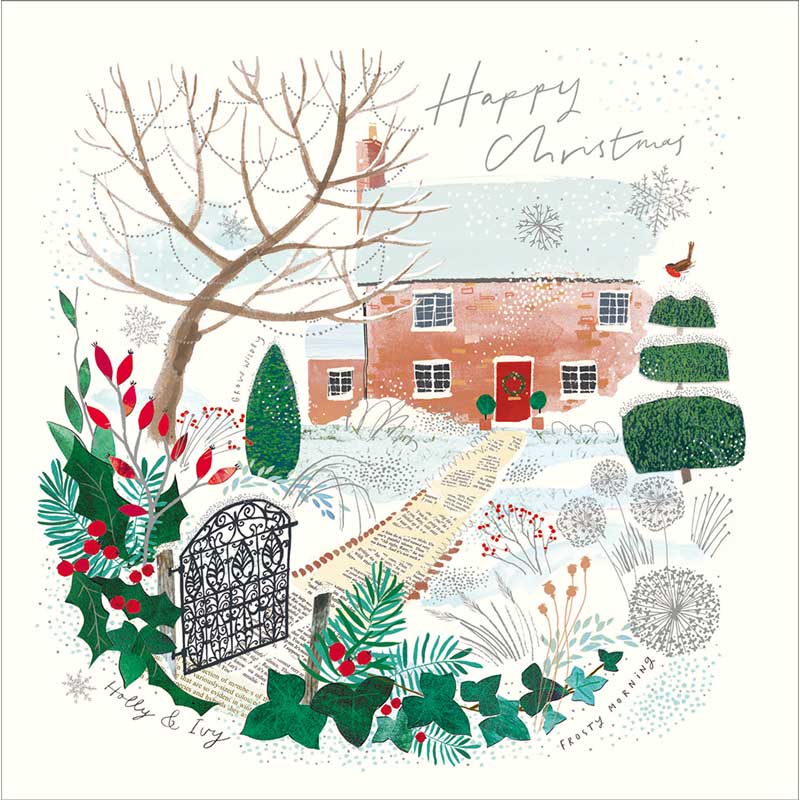 NGS Country Cottage Luxury Foiled Charity Christmas Cards (Pack of 8)