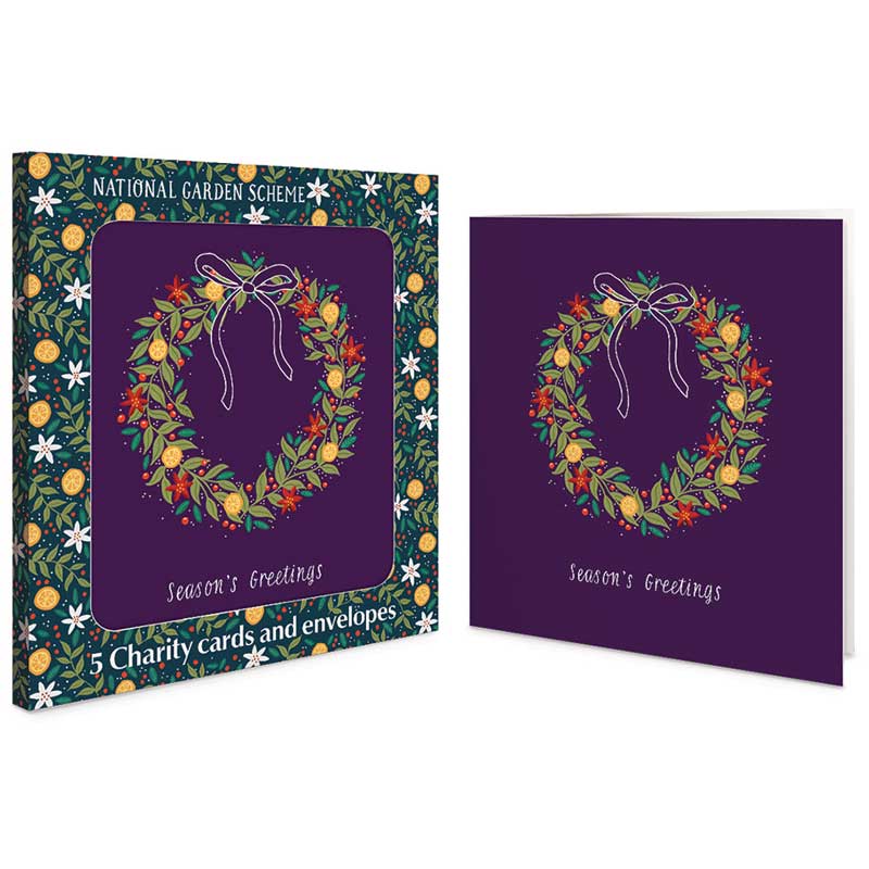 NGS Wreath Of Clementines & Mistletoe Charity Christmas Cards (Pack of 5)