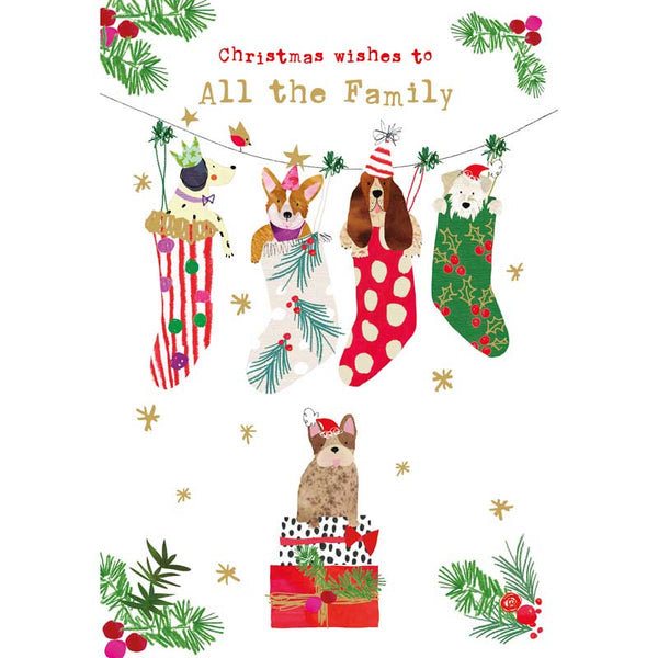 Nigel Quiney Family Dog Stockings Christmas Card