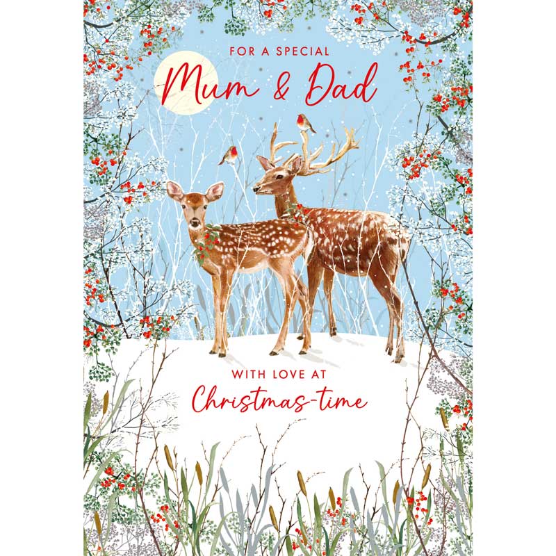 Nigel Quiney Mum & Dad Reindeer Christmas Card