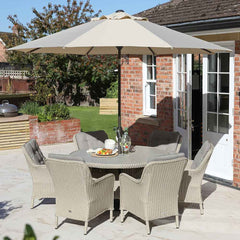 Orchard Life Victoria 6 Seat Dining Set with 140cm Round Table, 3m Parasol & Base