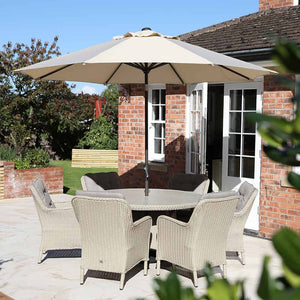 Orchard Life Victoria 6 Seat Dining Set with 140cm Round Table, 3m Parasol & Base