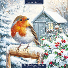 Paper House Christmas Garden Birds Cards (Pack of 16)