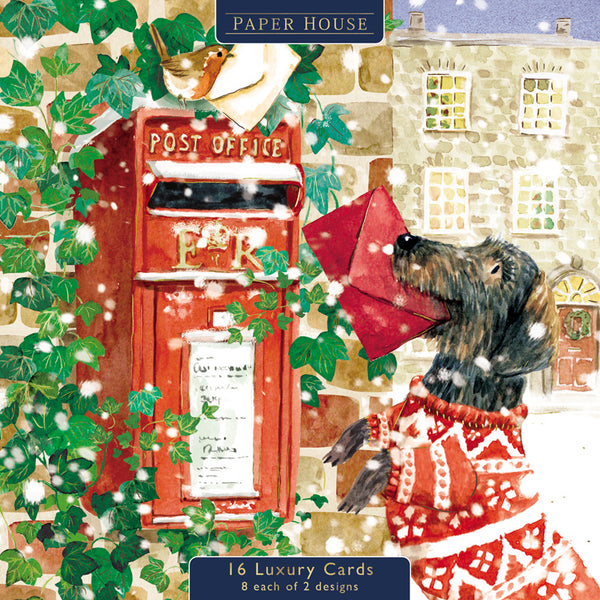 Paper House Festive Dogs Luxury Cards (Pack of 16)