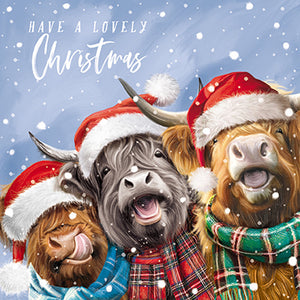 Paper House Happy Christmas Highland Cows Cards (Pack of 16)