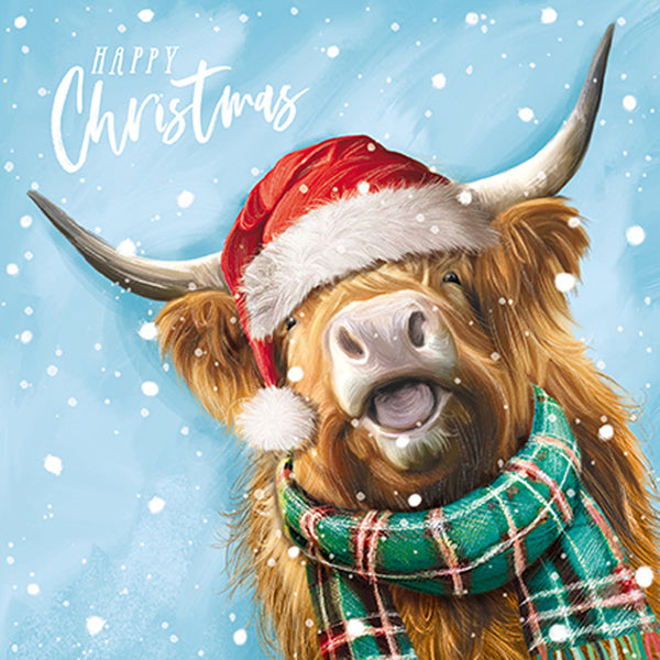 Paper House Happy Christmas Highland Cows Cards (Pack of 16)