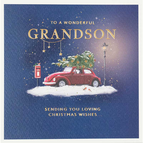 Paperlink Grandson Red Car Christmas Card