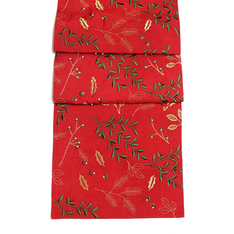 Peggy Wilkins Red Berry Beads Table Runner