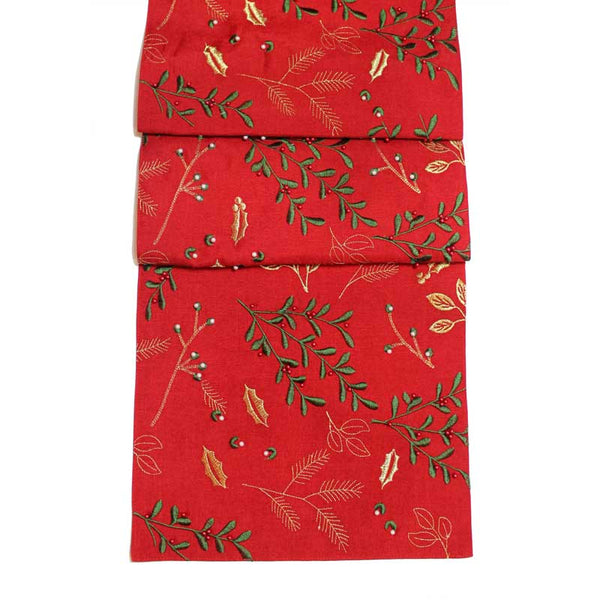 Peggy Wilkins Red Berry Beads Table Runner