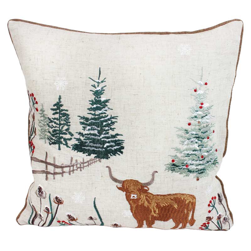 Peggy Wilkins Highland Christmas Cushion