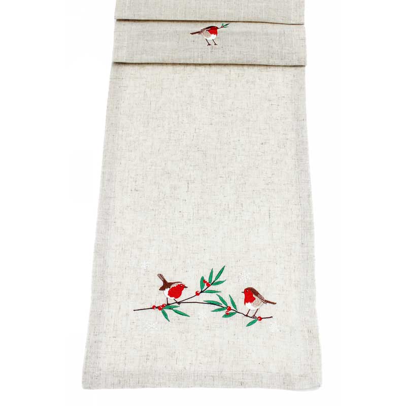 Peggy Wilkins Snow Robin Table Runner