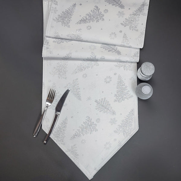 Peggy Wilkins White Terrific Trees Table Runner