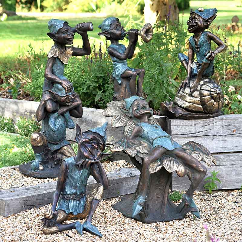 Home & Garden Painted Pixie Garden Statue Set (Set of 5)