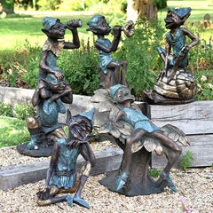 Home & Garden Painted Pixie Garden Statue Set (Set of 5)