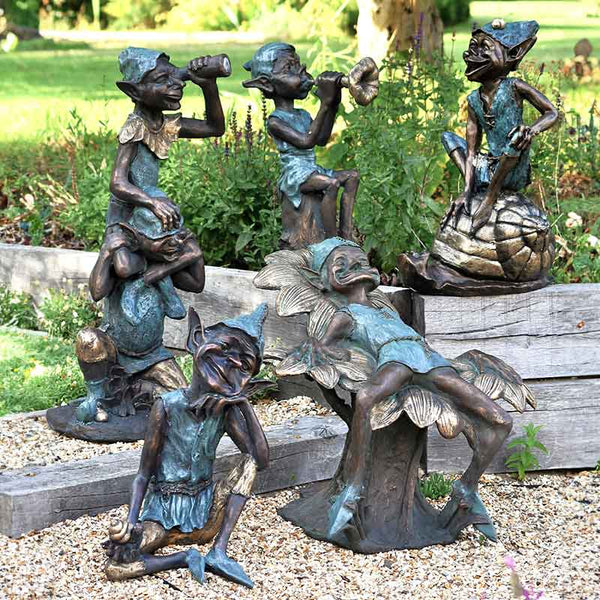 Home & Garden Painted Pixie Garden Statue Set (Set of 5)