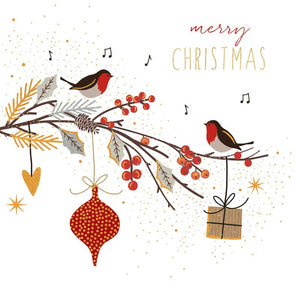 Portfolio Robins On Branch Christmas Card