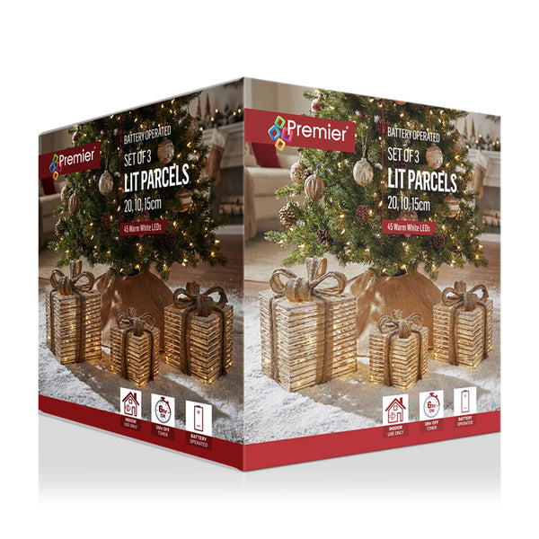 Premier Battery-Operated Lit Parcels (Pack of 3)