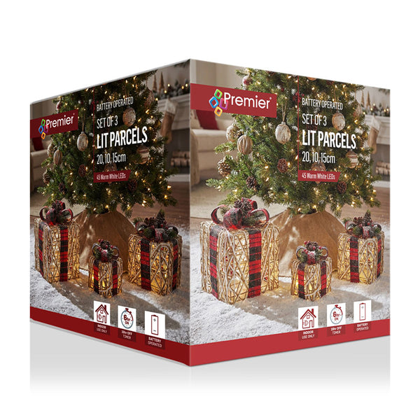Premier Battery-Operated Lit Parcels (Pack of 3)