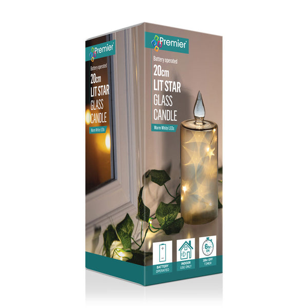 Premier Lit Star Glass Candle