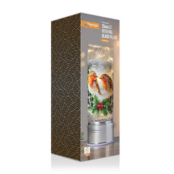 Premier Lit Rotating Glass Pillar - Robin
