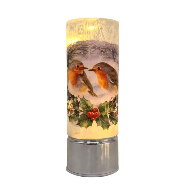 Premier Lit Rotating Glass Pillar - Robin