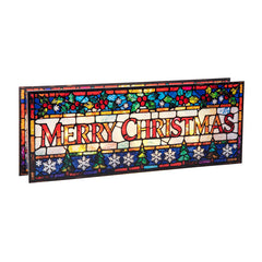 Premier Stained Glass Lit Decoration - Merry Christmas