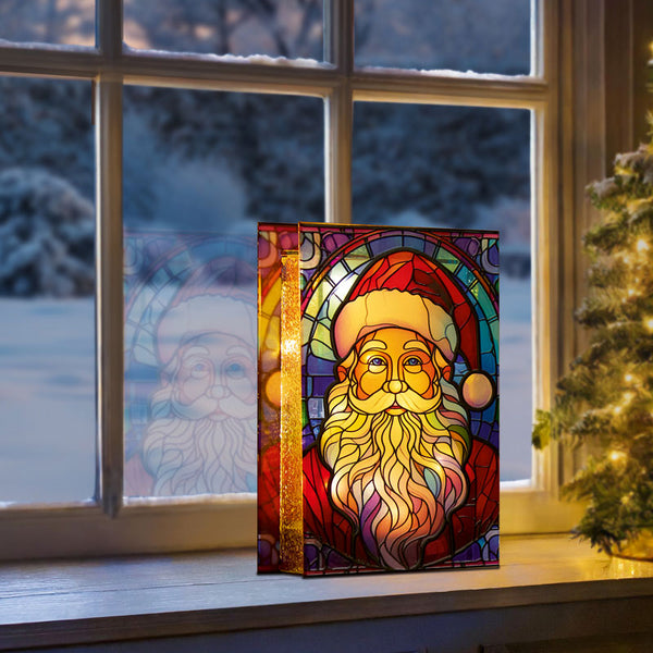 Premier Stained Glass Lit Decoration - Santa