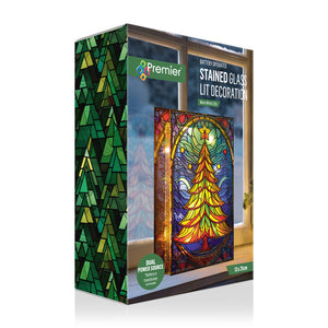 Premier Stained Glass Lit Decoration - Tree