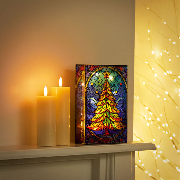 Premier Stained Glass Lit Decoration - Tree