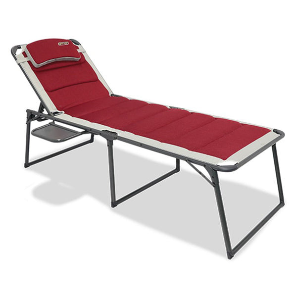 Quest Bordeaux Pro Sun Lounger in Red with Side Table & Headrest