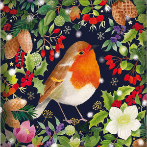 Robin In Foliage Christmas Cards (Pack of 10)