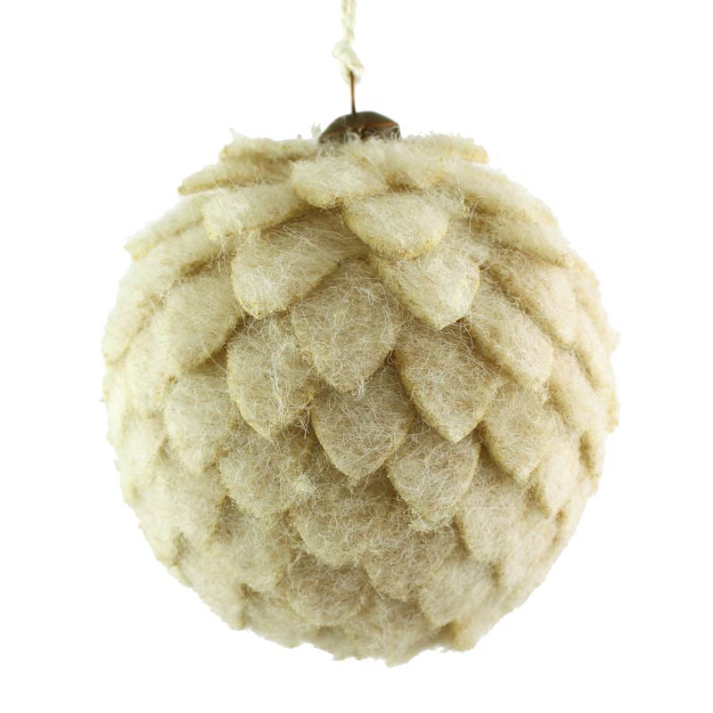 SageDecor Cream Felt Scalloped Hanging Ball