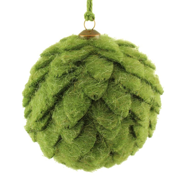 SageDecor Green Felt Scalloped Hanging Ball