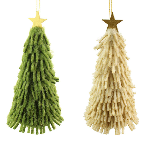 SageDecor Hanging Felt Fringed Christmas Tree