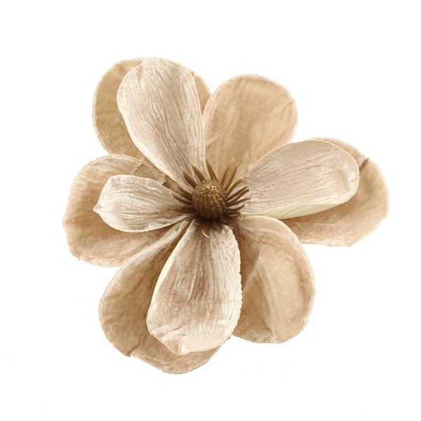 SageDecor Beige Velvet Magnolia Head Clip