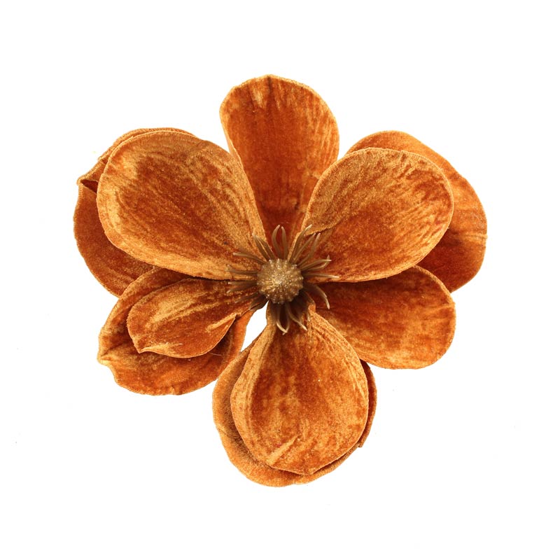 SageDecor Brown Velvet Magnolia Head Clip