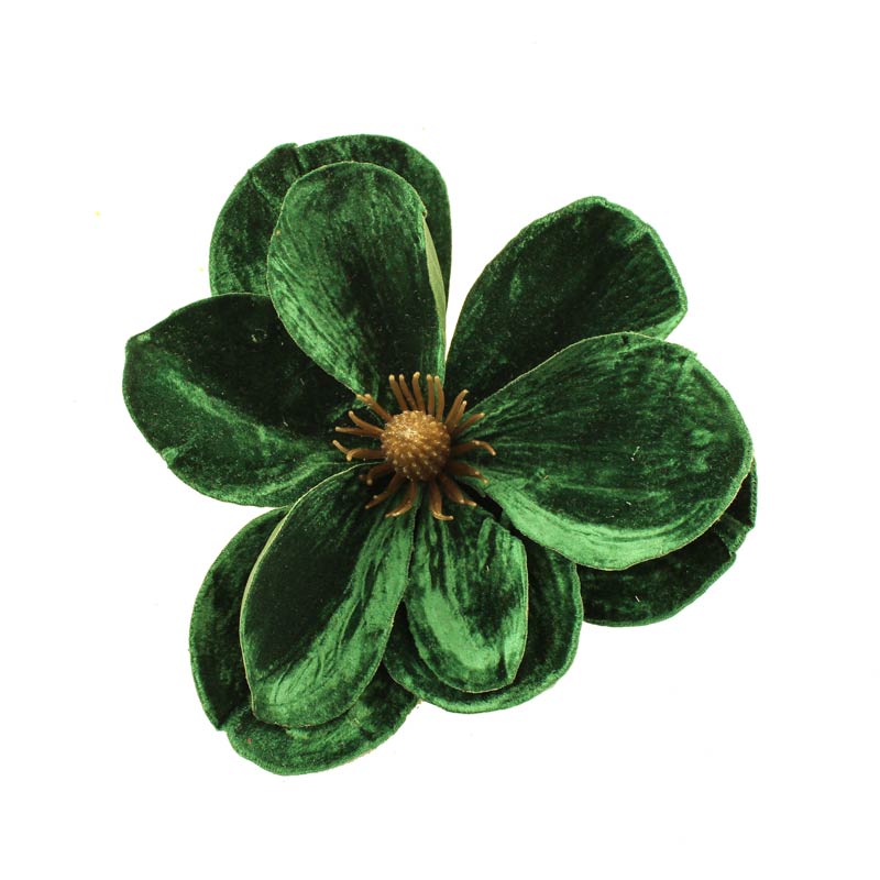 SageDecor Green Velvet Magnolia Head Clip