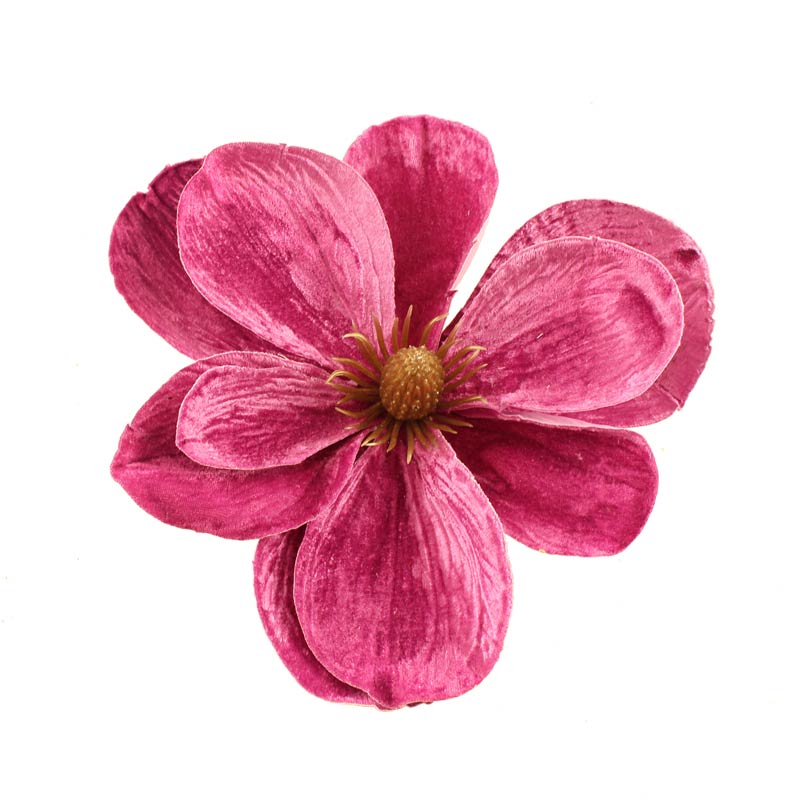 SageDecor Pink Velvet Magnolia Head Clip