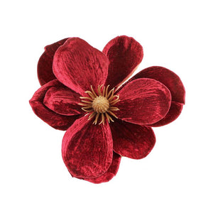 SageDecor Burgundy Velvet Magnolia Head Clip