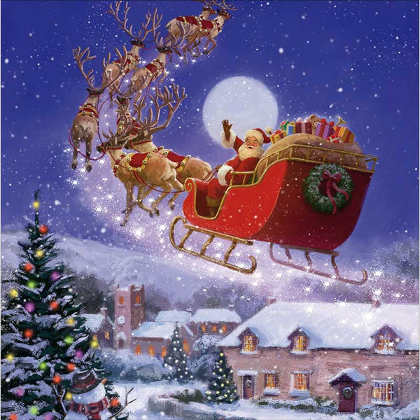 Santa & Reindeer Christmas Cards (Pack of 10)