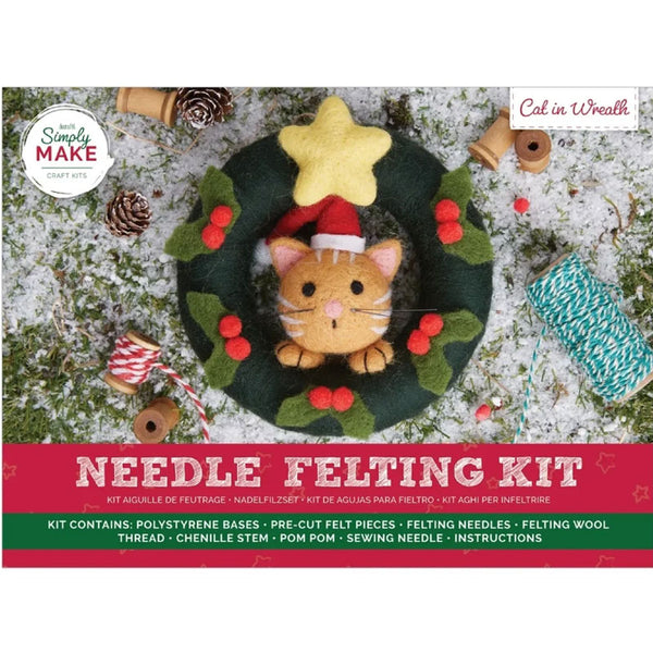 Simply Make Needle Felting Kit - Cat In Wreath
