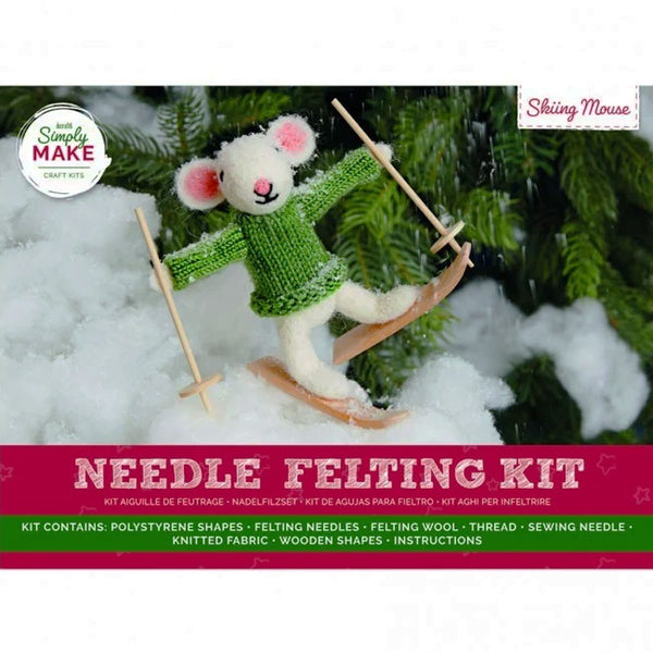 Simply Make Needle Felting Kit - Skiing Mouse