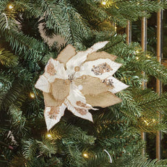 Three Kings Champagne Shimmer Poinsettia Clip