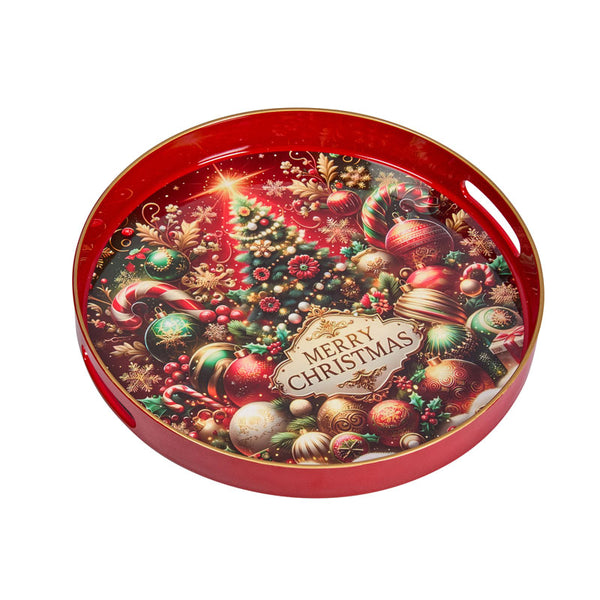 Three Kings Merry Christmas Round DecorTray